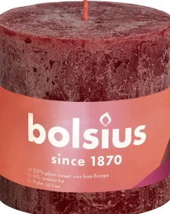 Bolsius stompkaars rustiek shine 10x10cm velvet red
