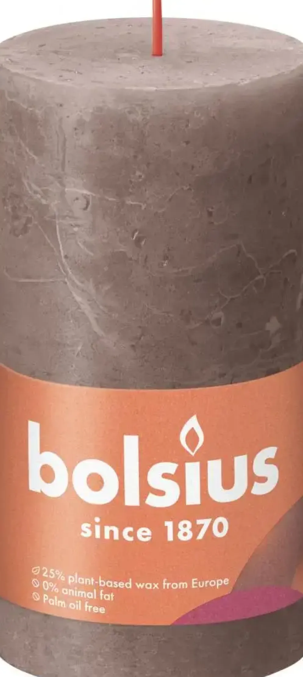 Bolsius stompkaars rustiek shine 6.8x13cm rustic taupe