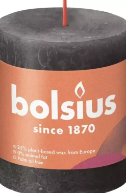 Bolsius stompkaars rustiek shine 6.8x8cm stormy grey