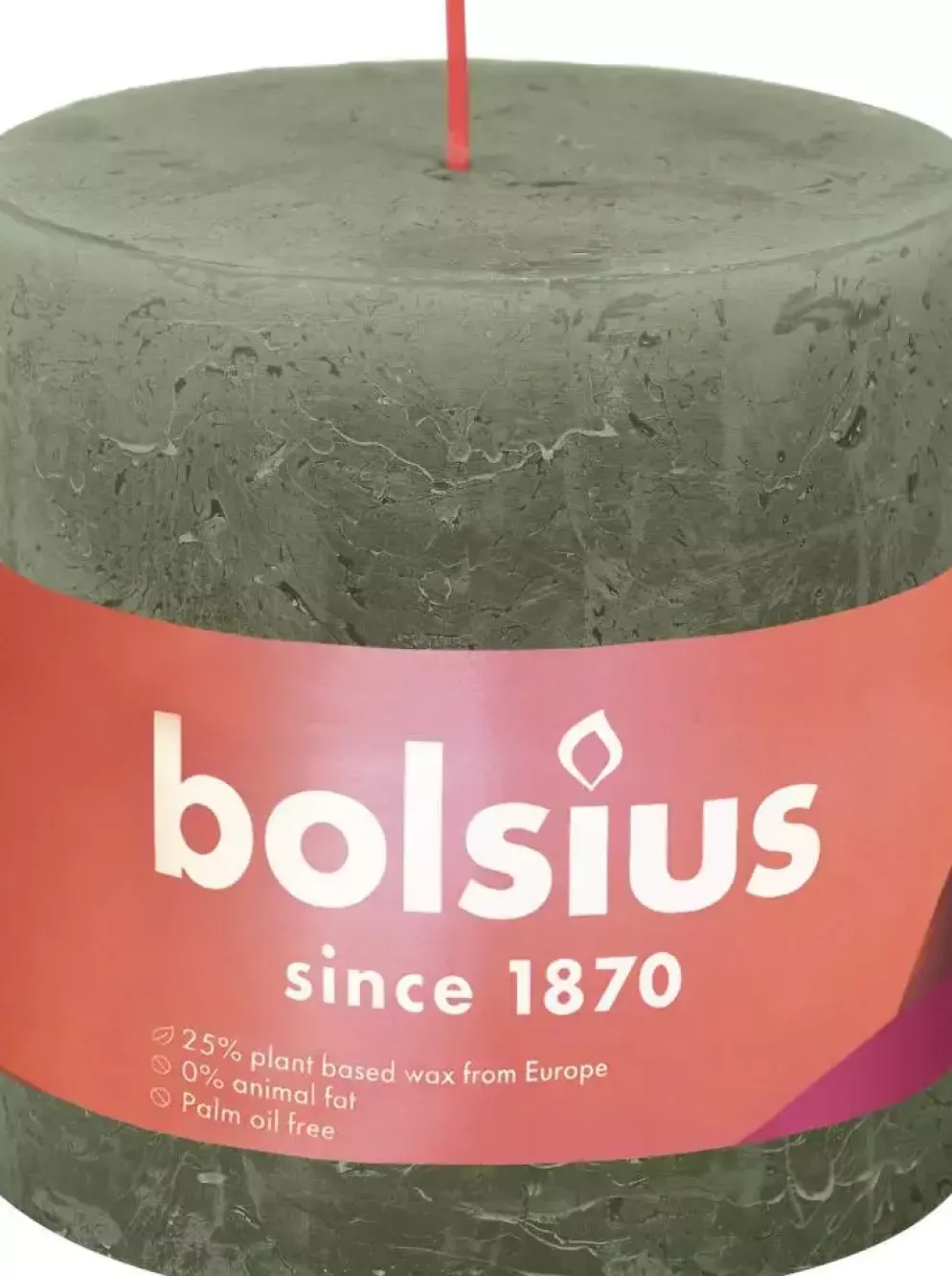 Bolsius stompkaars rustiek shine 10x10cm fresh olive