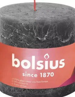 Bolsius stompkaars rustiek shine 10x10cm stormy grey