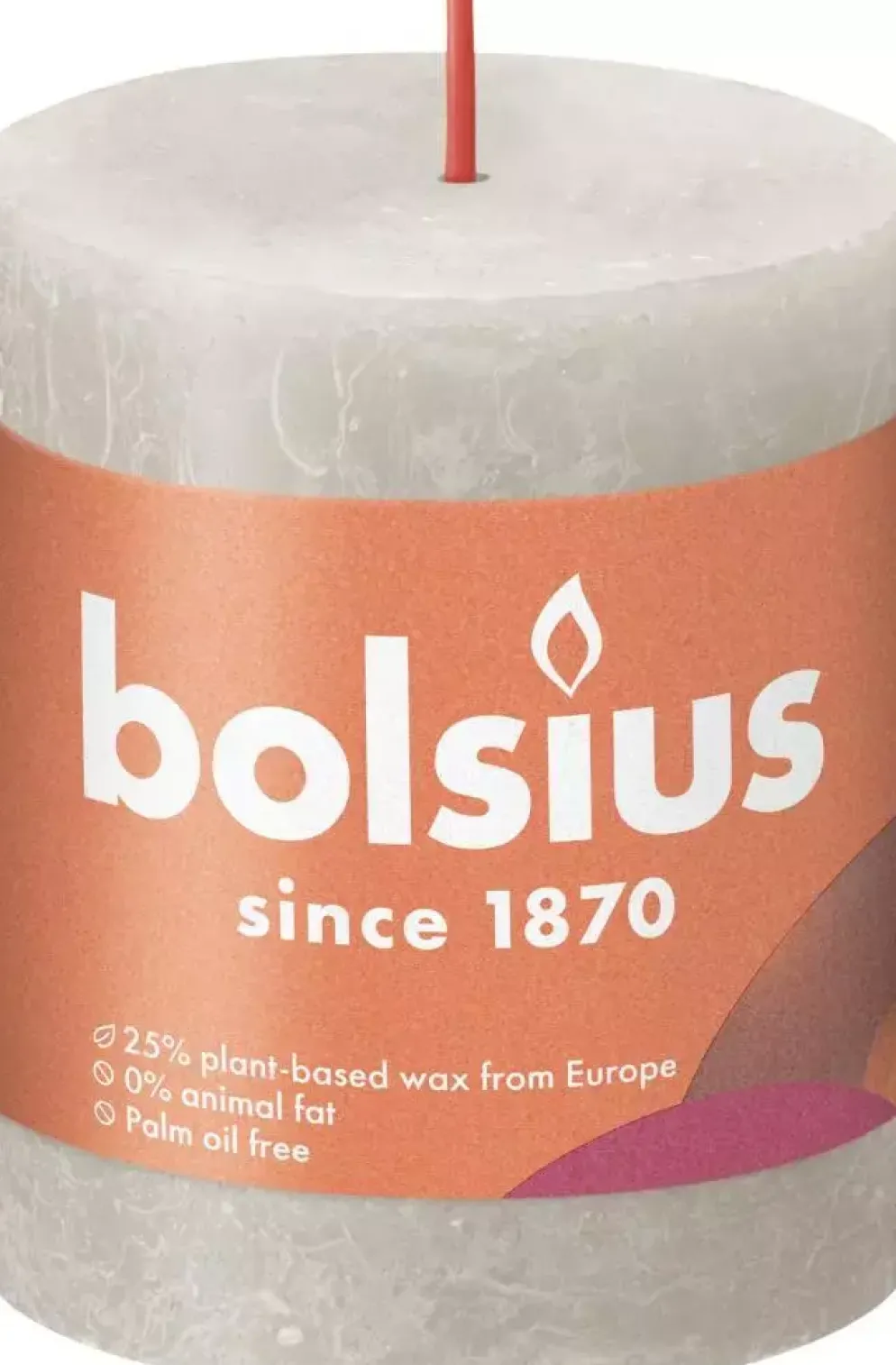 Bolsius stompkaars rustiek shine 6.8x8cm sandy grey