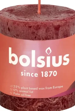 Bolsius stompkaars rustiek shine 6.8x8cm velvet red