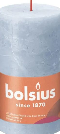 Bolsius stompkaars rustiek shine 6.8x13cm sky blue