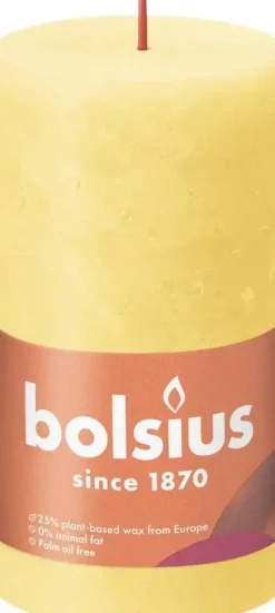 Bolsius stompkaars rustiek shine 6.8x13cm sunny yellow