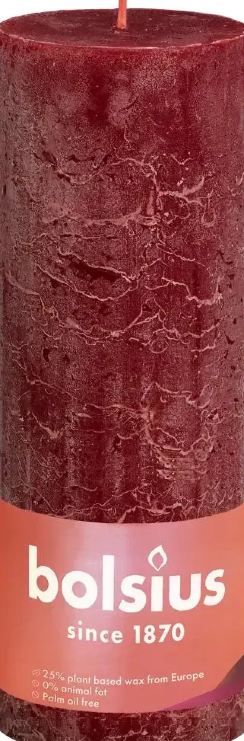 Bolsius stompkaars rustiek shine 6.8x19cm velvet red