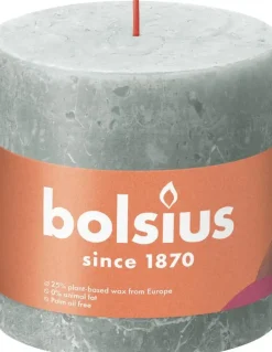 Bolsius stompkaars rustiek shine 10x10cm jade green