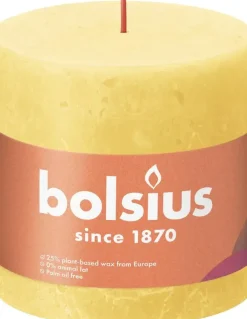 Bolsius stompkaars rustiek shine 10x10cm sunny yellow