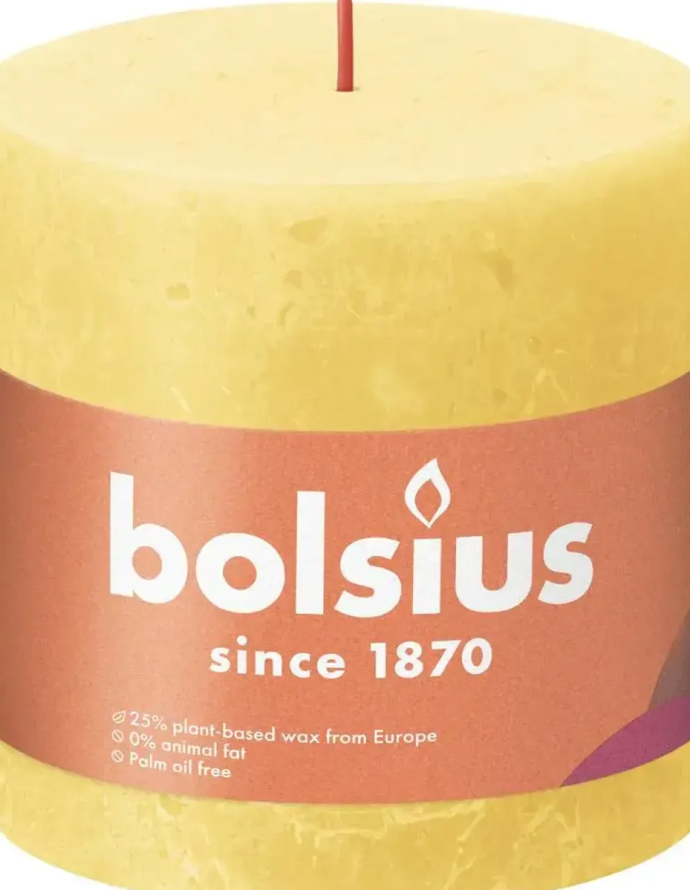 Bolsius stompkaars rustiek shine 10x10cm sunny yellow