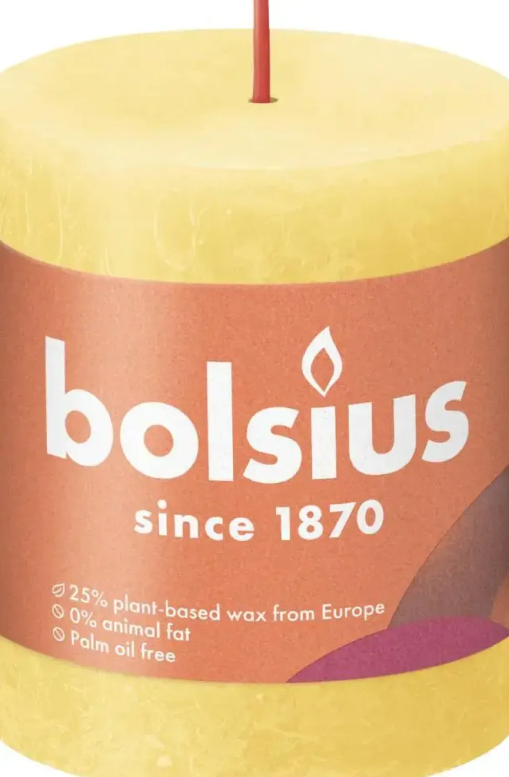 Bolsius stompkaars rustiek shine 6.8x8cm sunny yellow