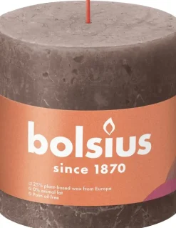 Bolsius stompkaars rustiek shine 10x10cm rustic taupe