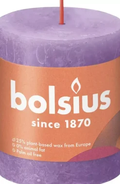 Bolsius stompkaars rustiek shine 6.8x8cm vibrant violet