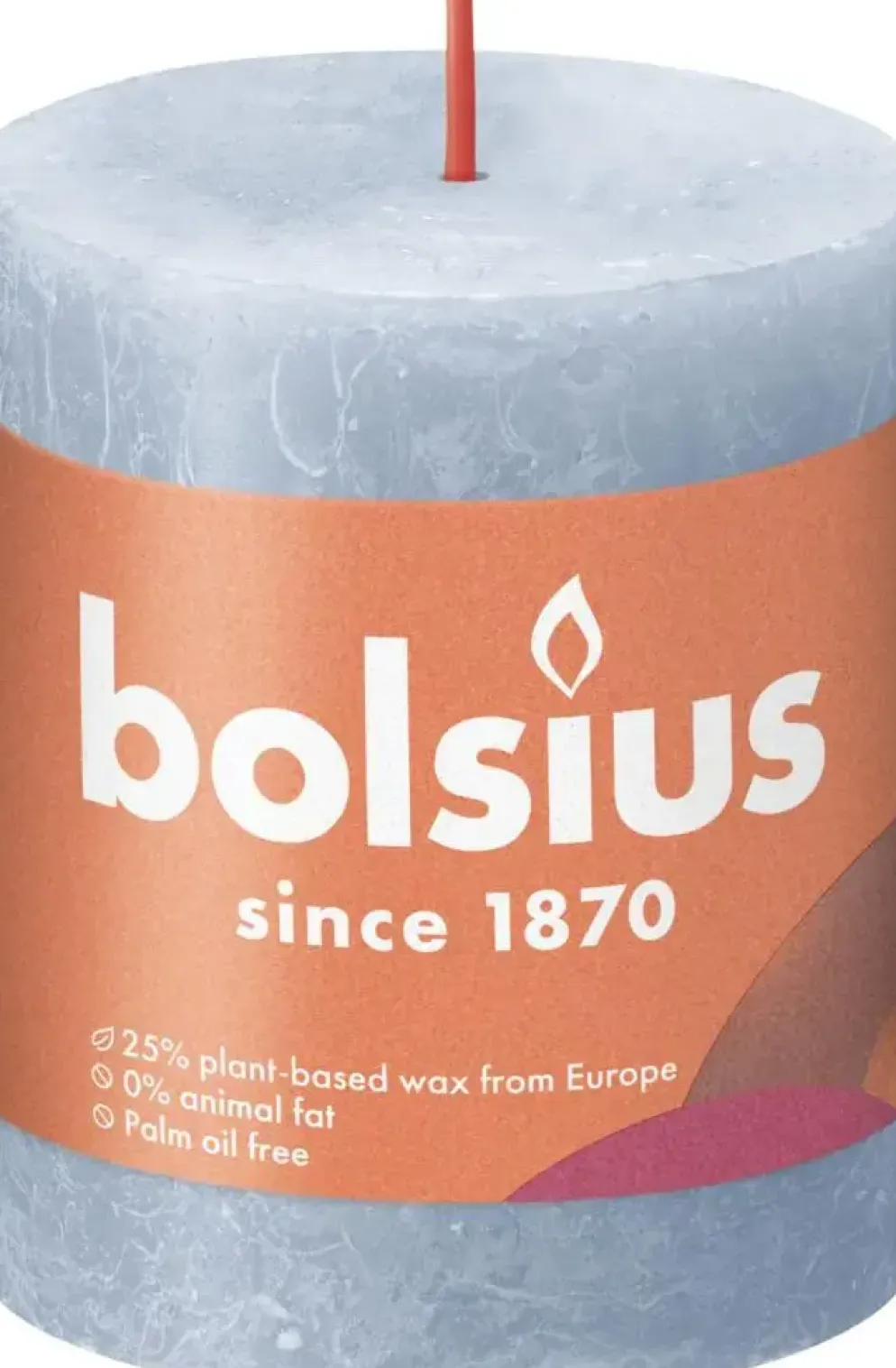Bolsius stompkaars rustiek shine 6.8x8cm sky blue