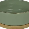 Boon eetbak keramiek/hout 16 centimeter zee groen