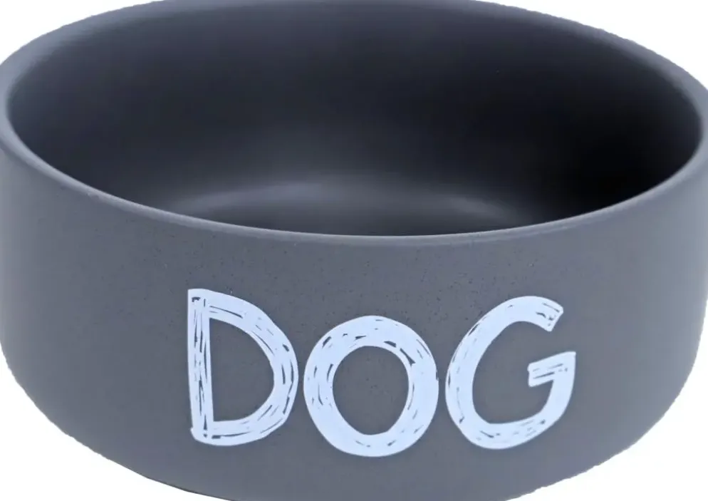 Boon eetbak steen hond 16cm mat grijs