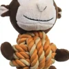 Boon hondenspeelgoed aap pluche met touwbal buik en piep 15 cm