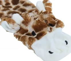 Boon hondenspeelgoed giraffe plat pluche bruin/geel, 55 cm.