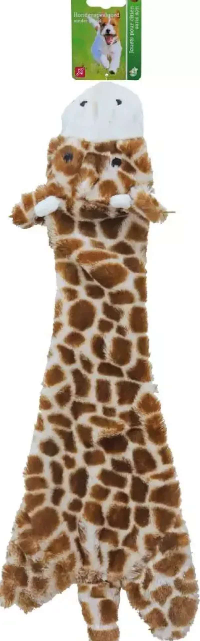Boon hondenspeelgoed giraffe plat pluche bruin/geel, 55 cm.