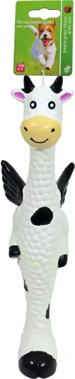 Boon hondenspeelgoed koe latex met vleugels zwart/wit 25 cm