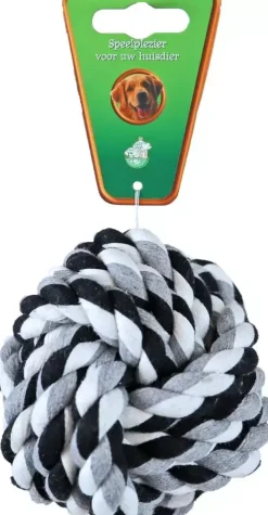 Boon hondenspeelgoed touwbal katoen zwart/wit 10 cm
