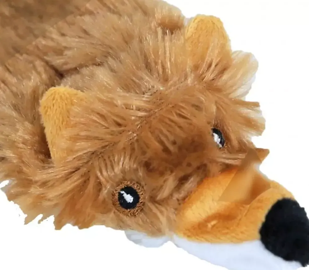 Boon hondenspeelgoed vos plat met piep pluche bruin, 35 cm.