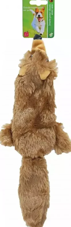 Boon hondenspeelgoed vos plat met piep pluche bruin, 35 cm.
