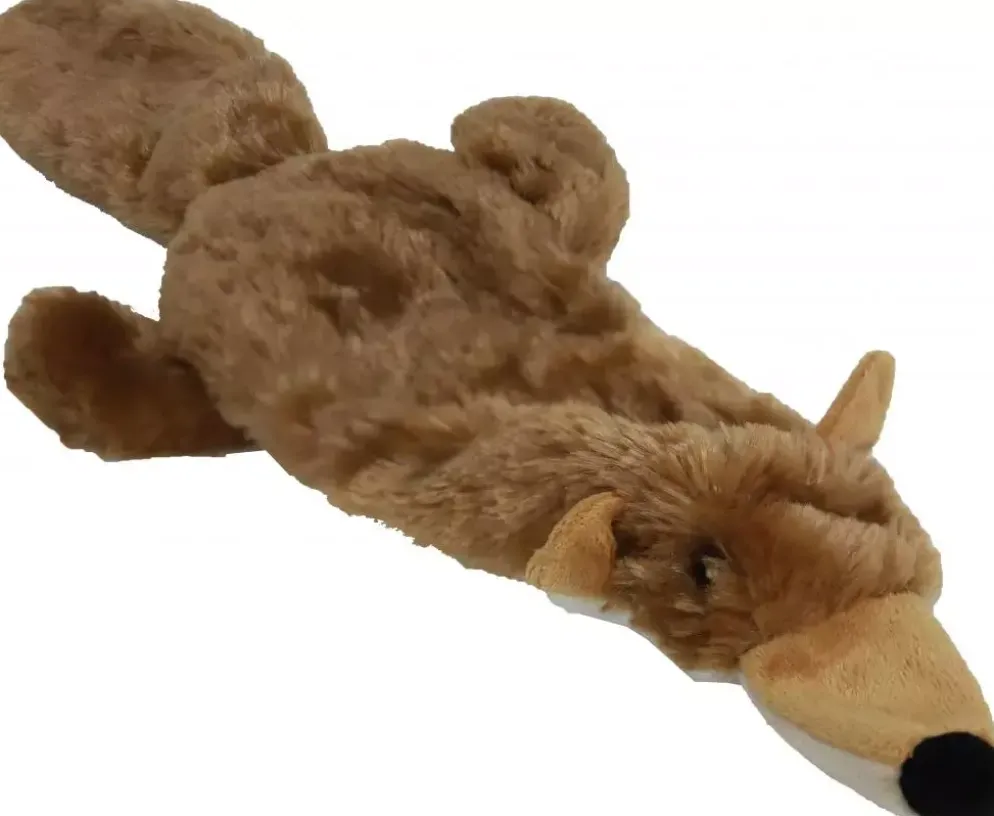 Boon hondenspeelgoed vos plat met piep pluche bruin, 55 cm.