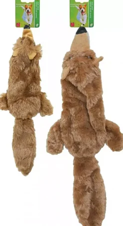 Boon hondenspeelgoed vos plat met piep pluche bruin, 55 cm.