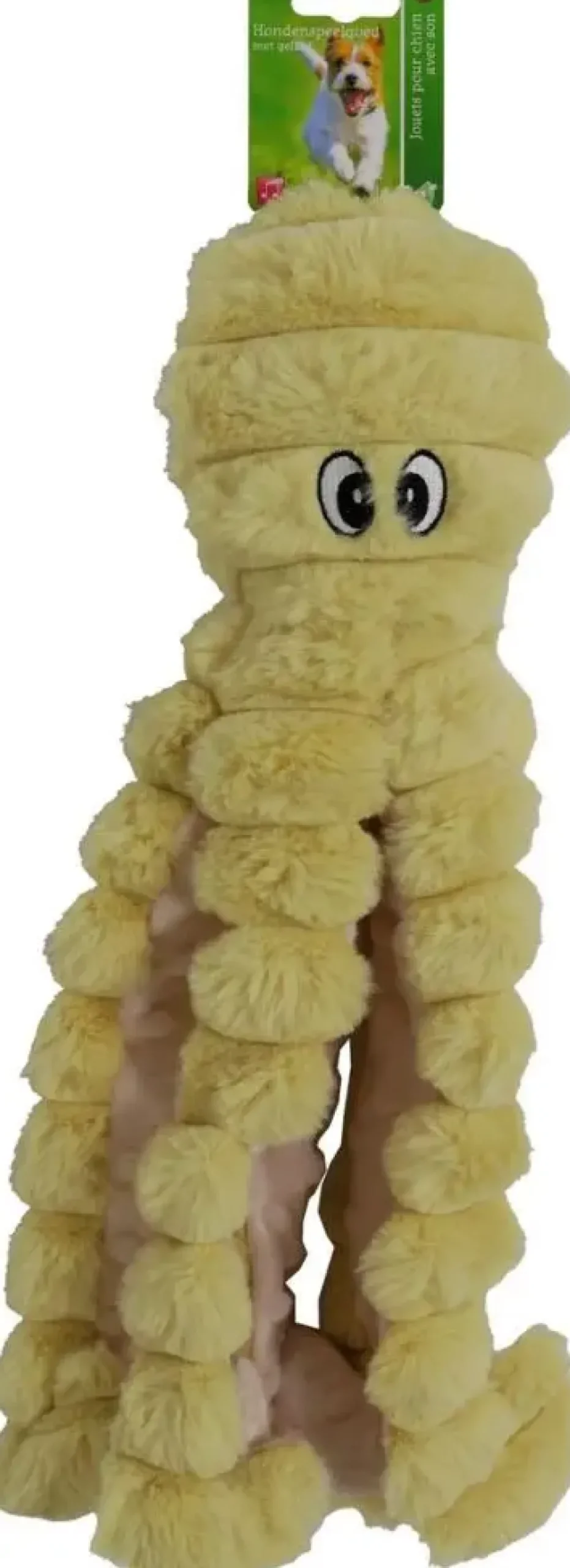 Boon hondenspeeltje octopus corduroy met piep geel 40cm