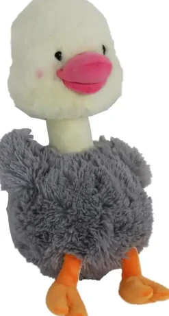 Boon hond speelgoed struisvogel pluche grijs/wit+piep eco 50cm