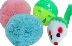 Boon kattenspeelgoed blister à 2 knisper bal, plastic bal en muis