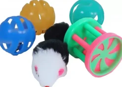 Boon kattenspeelgoed blister à 3 plastic bal, klos en muis