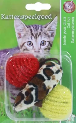 Boon kattenspeelgoed blister à 2 ballen met muis 7,5 cm