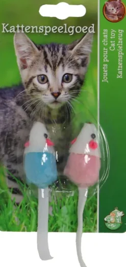 Boon kattenspeelgoed bontmuis 4cm 2 kleuren a 2st
