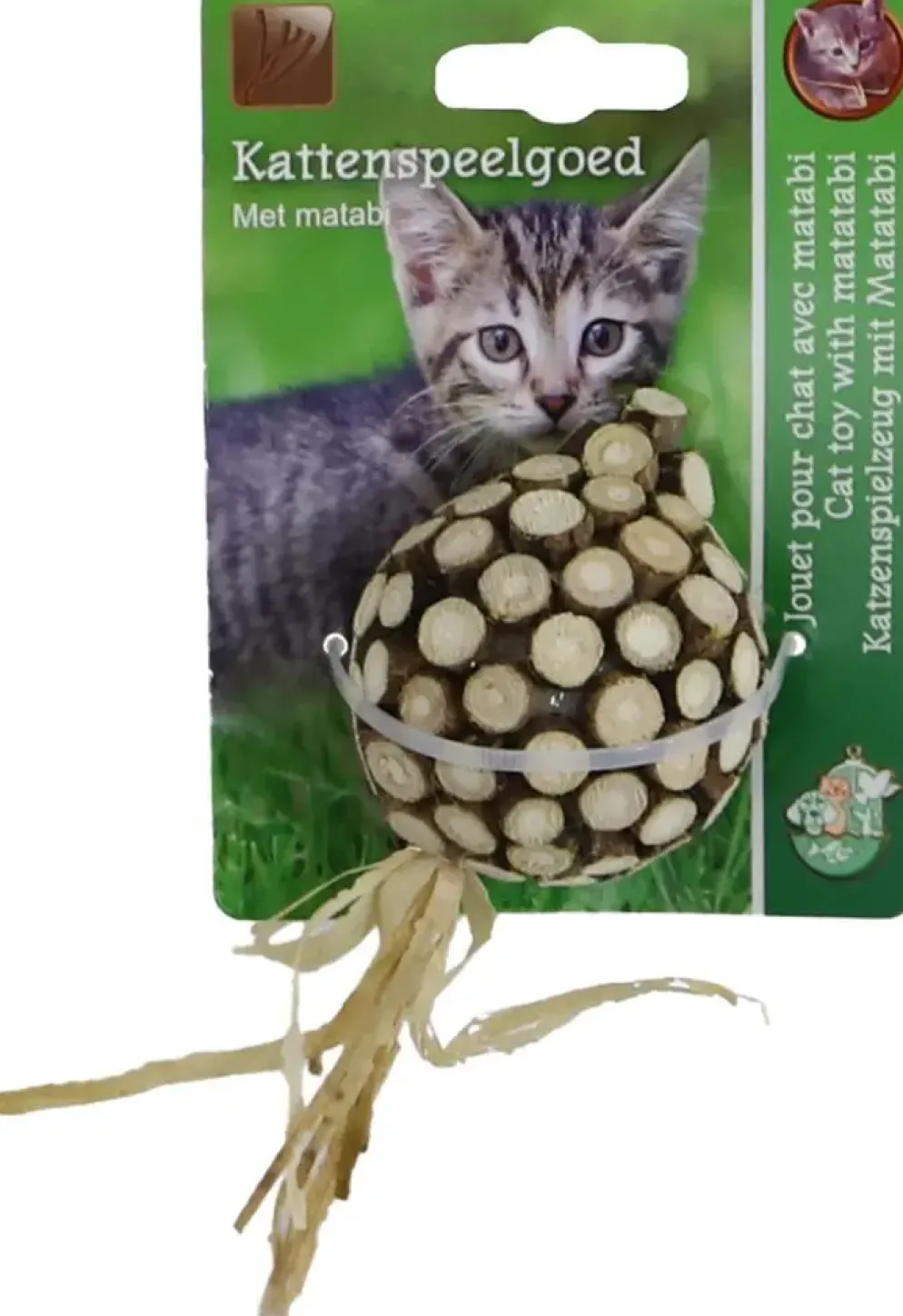 Boon kattenspeelgoed matabi bal+sliert 5.5cm bruin