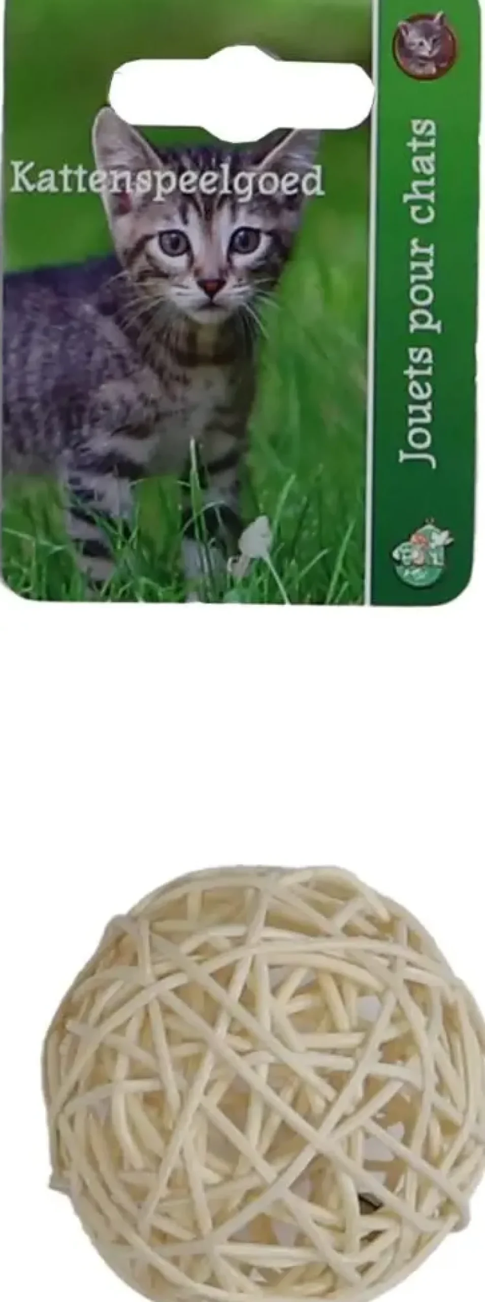 Boon kattenspeelgoed rotanbal+bel 6cm bruin