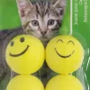 Boon kattenspeelgoed smileybal 4cm geel pak a 4st