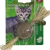 Boon kattenspeelgoed touwbal+gras 4cm bruin/groen
