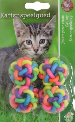 Boon kattenspeelgoed wirwar bal+bel 4cm pak a 4st