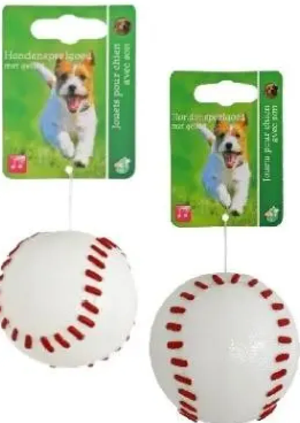 Boon piepende honkbal hondenspeeltje wit 8cm