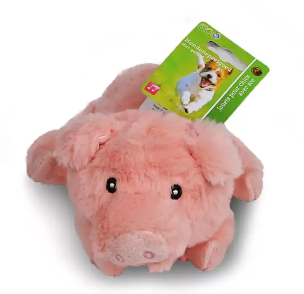 Boony hondenspeelgoed varken pluche eco met piep 22 cm