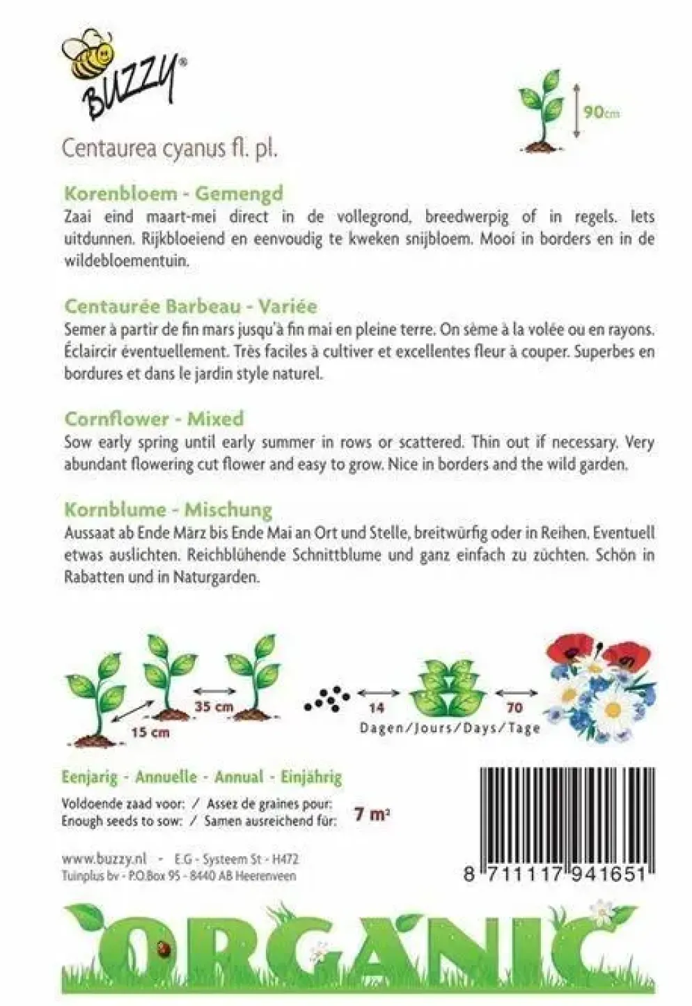 Buzzy® Centaurea, Korenbloem gemengd (BIO)