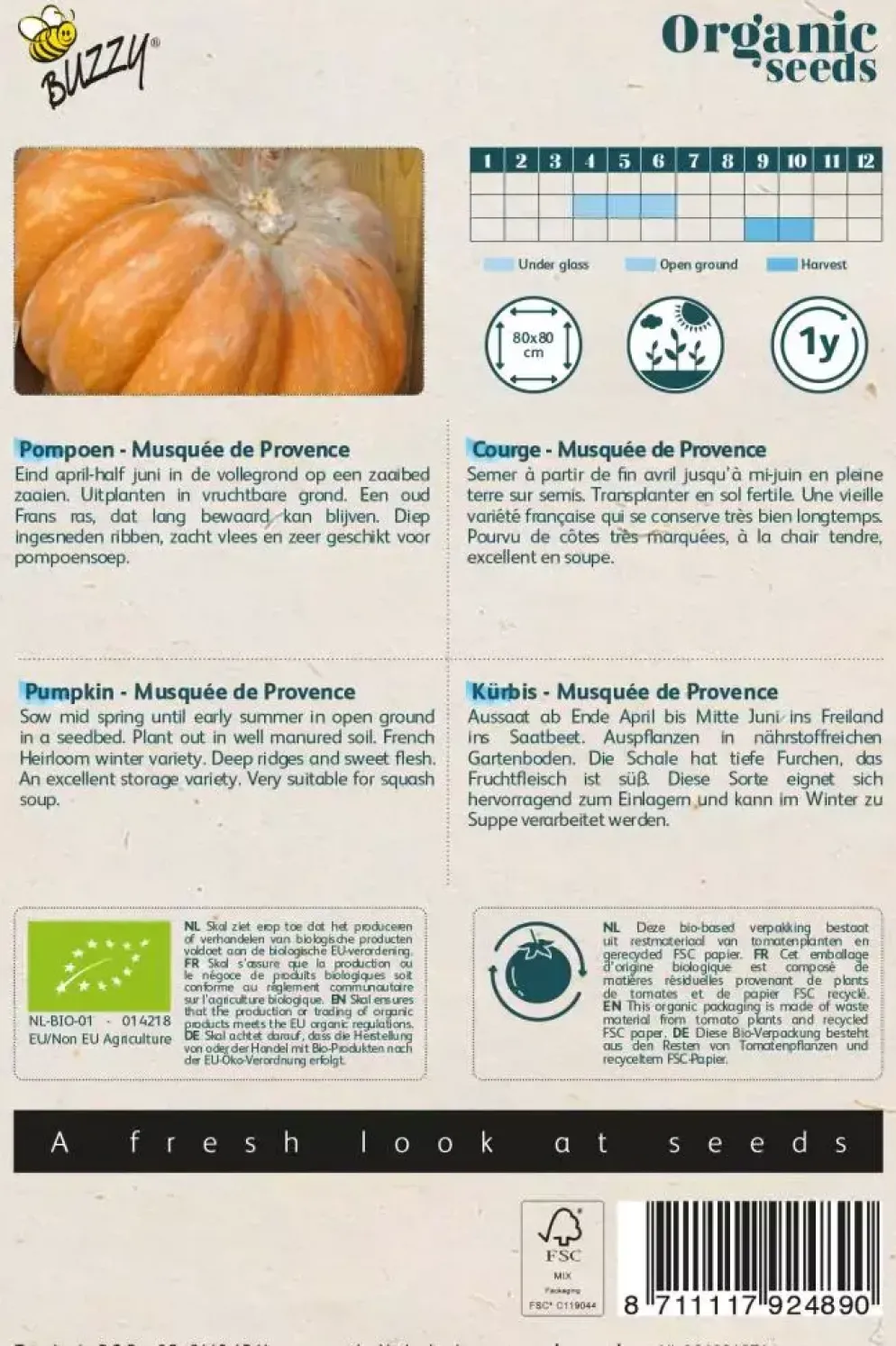 Buzzy® Eetbare Pompoen Musquée de Provence (BIO)