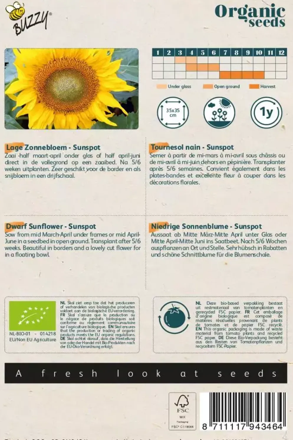 Buzzy® Helianthus, Lage zonnebloem Sunspot (BIO)