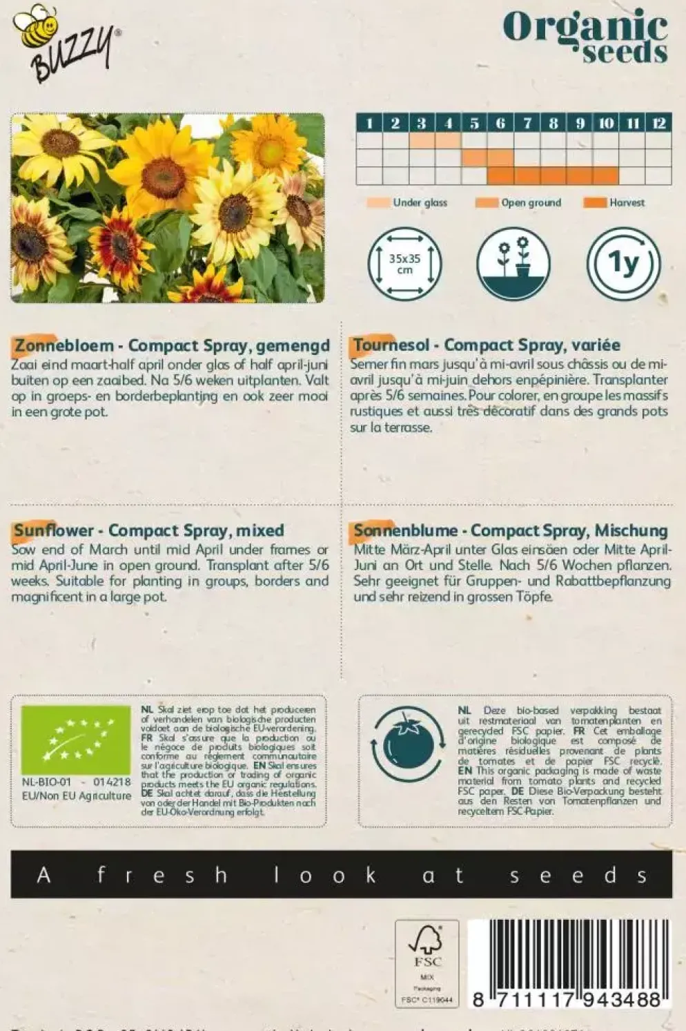 Buzzy® Helianthus, Zonnebloem Compact Spray(BIO)