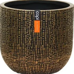 Capi bloempot Bol Skin 9x8 cm Zwart Goud