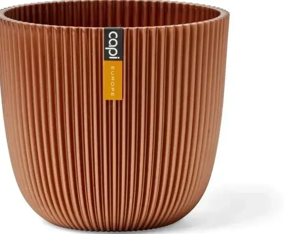 Capi 'made with' groove bol bloempot 13x12 cm metallisch koper