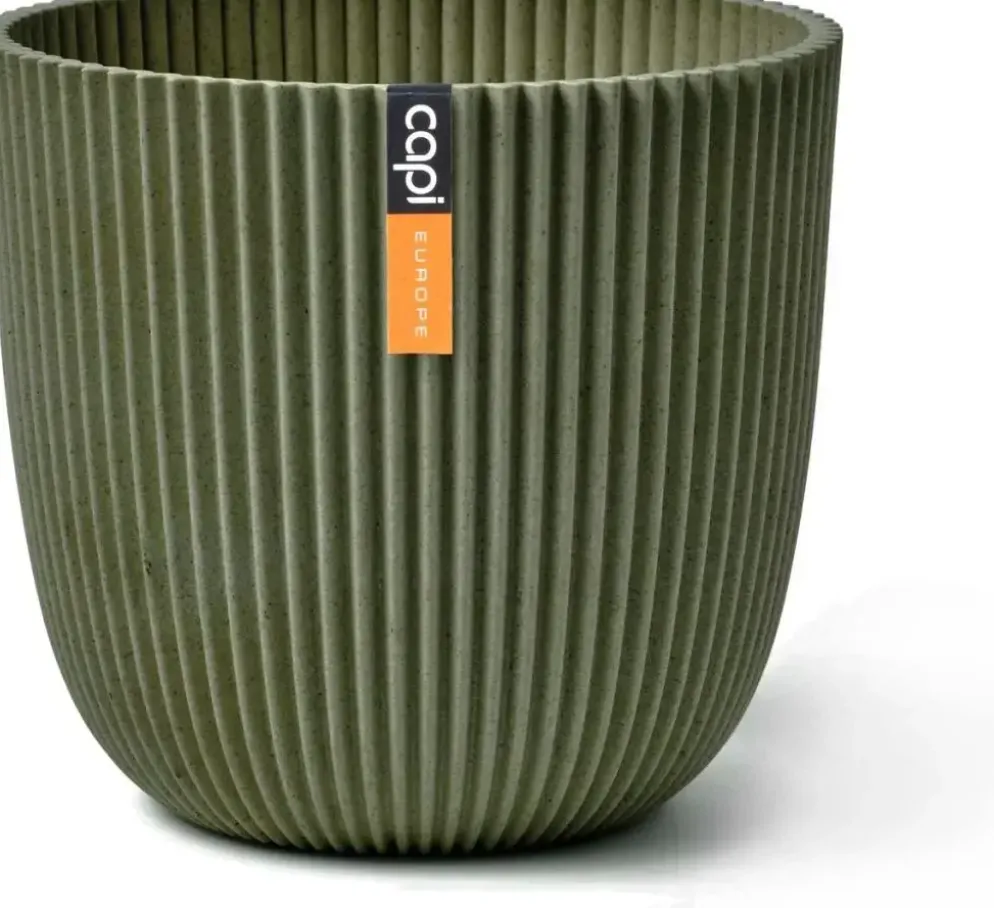 Capi 'made with' groove bol bloempot 21.5x20 cm grasgroen