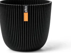 Capi 'made with' groove bol bloempot 16.5x15 cm zwart