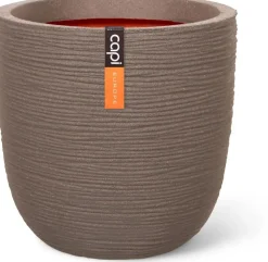 Capi nature bol rib nl kunststof bloempot 43x41 cm warme taupe
